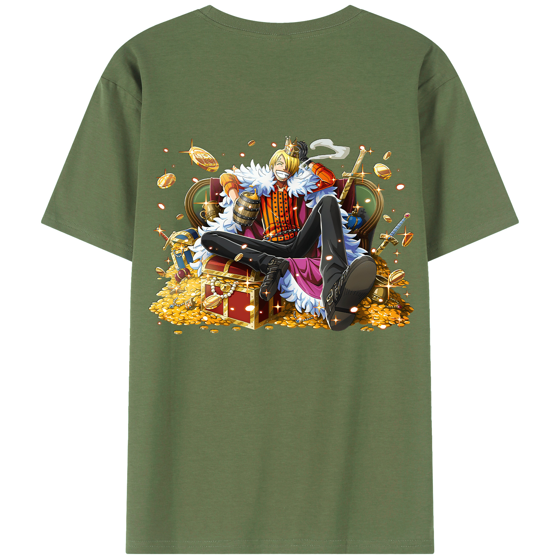 （画像用） ワンピース サンジ ONE PIECE Sanji 綿100％ メンズ半袖Tシャツ（バックプリント） 通気性